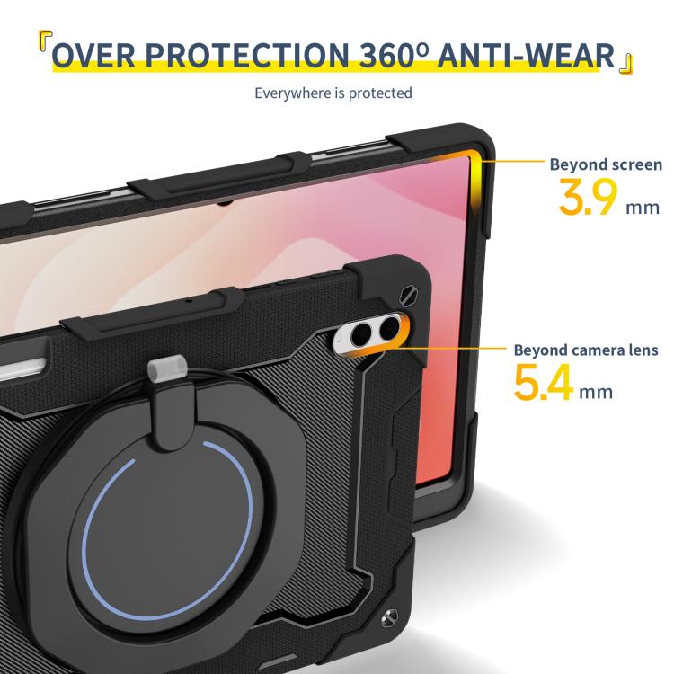 For Samsung Galaxy Tab S11 Ultra Armor Portable Rotating Ring Holder Silicone Tablet Case