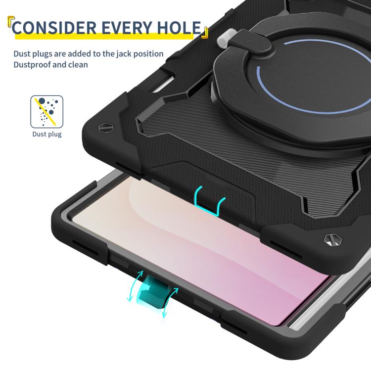 For Samsung Galaxy Tab S11 Ultra Armor Portable Rotating Ring Holder Silicone Tablet Case