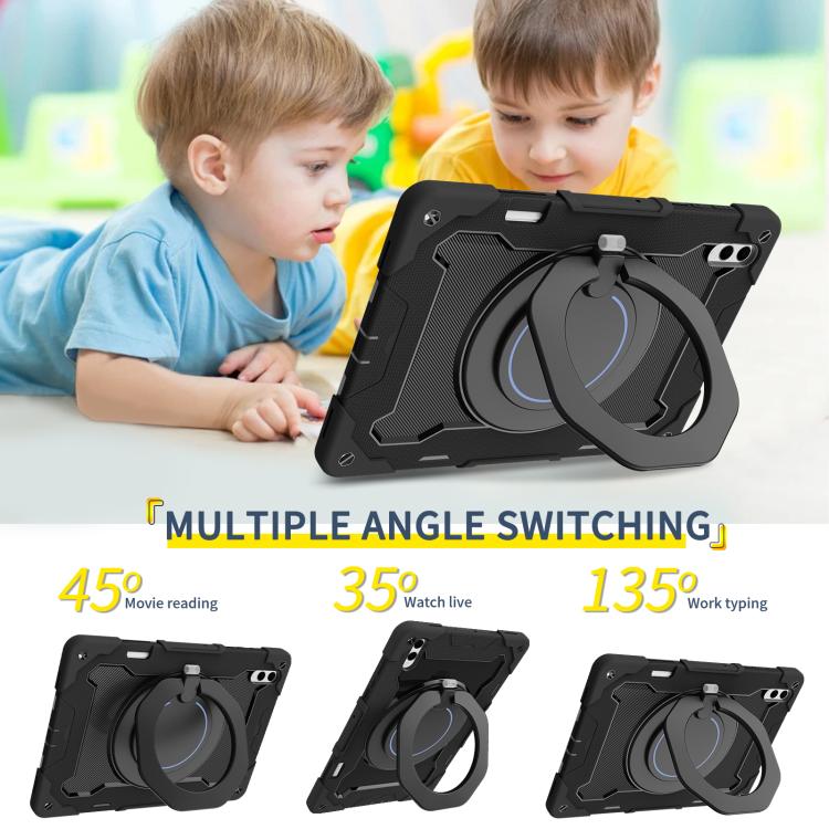 For Samsung Galaxy Tab S11 Ultra Armor Portable Rotating Ring Holder Silicone Tablet Case