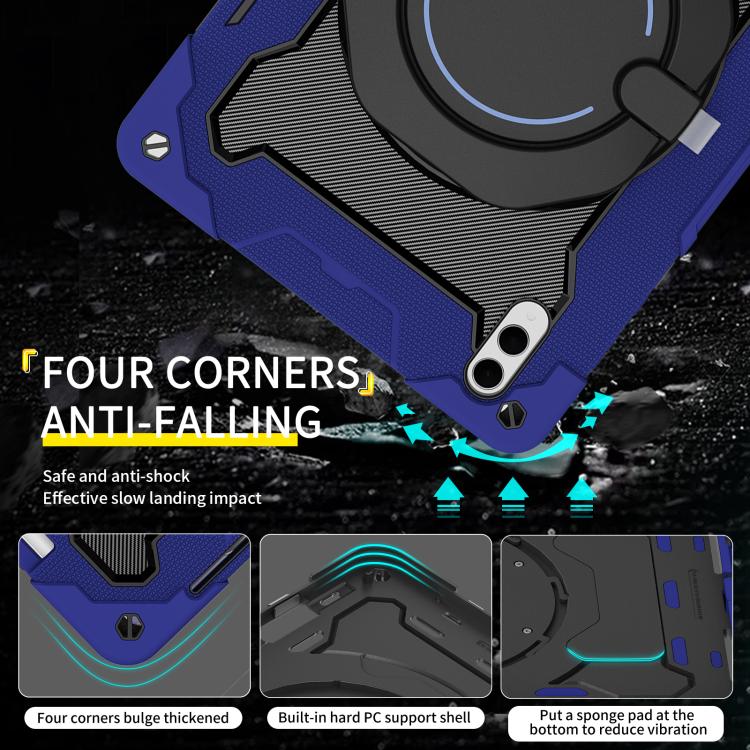 For Samsung Galaxy Tab S11 Ultra Armor Portable Rotating Ring Holder Silicone Tablet Case