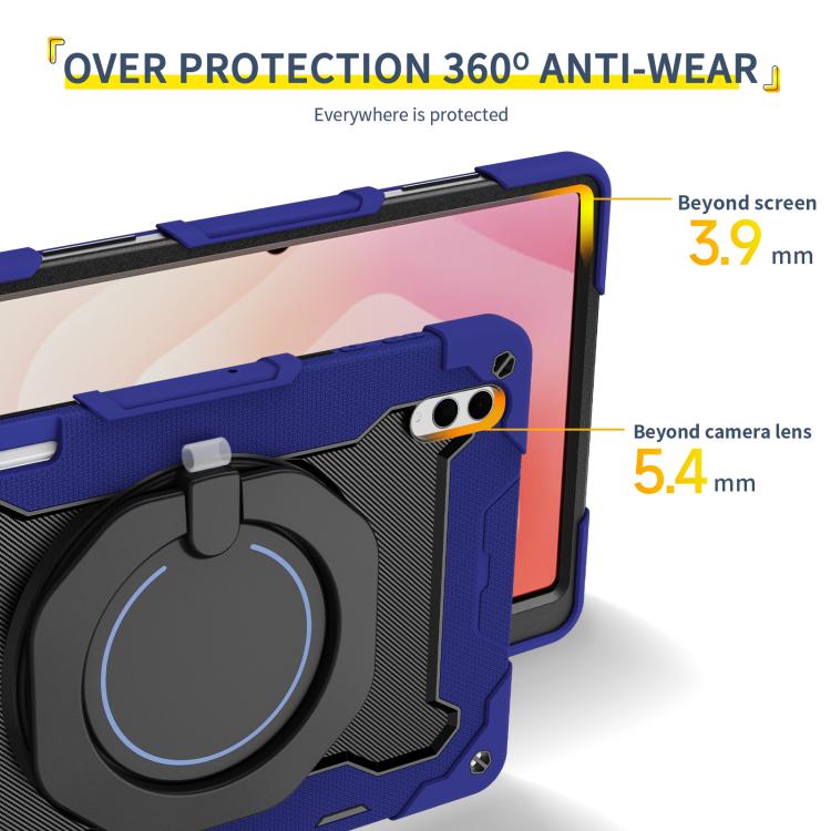 For Samsung Galaxy Tab S11 Ultra Armor Portable Rotating Ring Holder Silicone Tablet Case