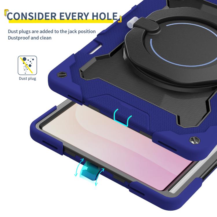 For Samsung Galaxy Tab S11 Ultra Armor Portable Rotating Ring Holder Silicone Tablet Case