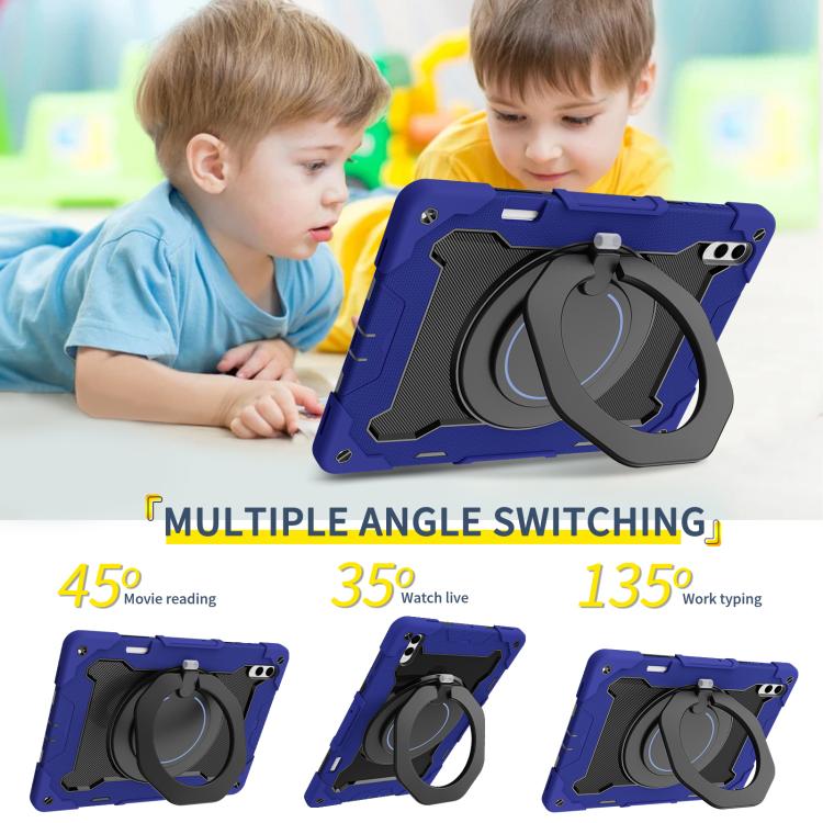 For Samsung Galaxy Tab S11 Ultra Armor Portable Rotating Ring Holder Silicone Tablet Case