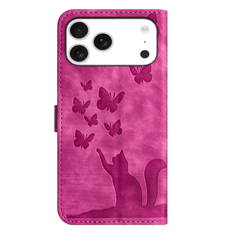For iPhone 17 Pro Max Butterfly Cat Embossing Flip Leather Phone Case