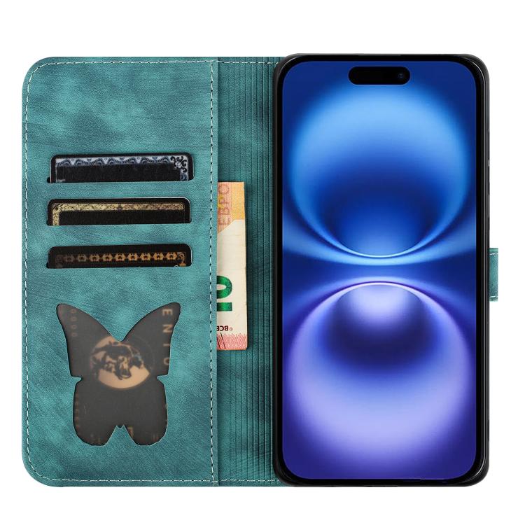 For iPhone 17 Pro Max Butterfly Cat Embossing Flip Leather Phone Case