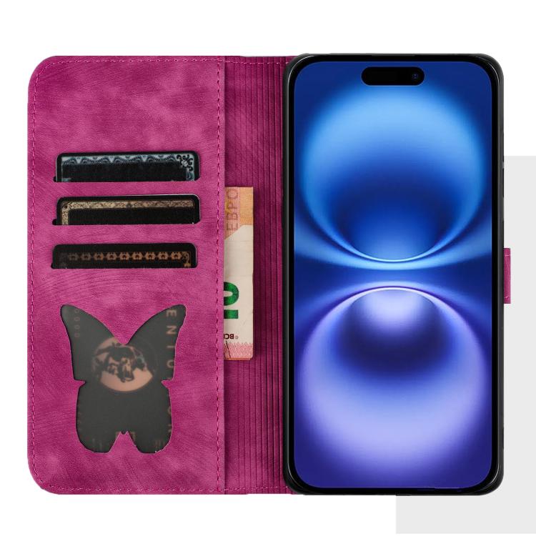 For iPhone 17 Pro Butterfly Cat Embossing Flip Leather Phone Case