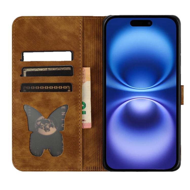For iPhone 17 Pro Butterfly Cat Embossing Flip Leather Phone Case