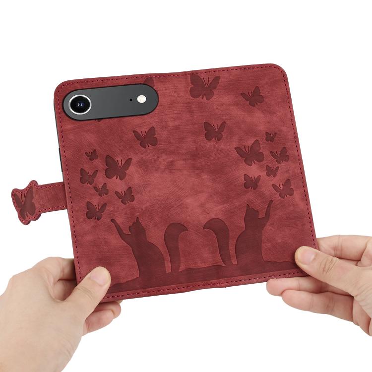 For iPhone Air Butterfly Cat Embossing Flip Leather Phone Case