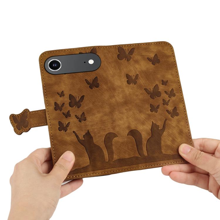 For iPhone Air Butterfly Cat Embossing Flip Leather Phone Case