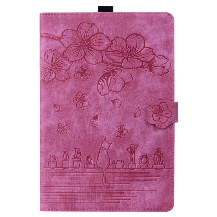 For iPad Pro 11 2025 / 2024 Cartoon Sakura Cat Embossed Smart Leather Tablet Case
