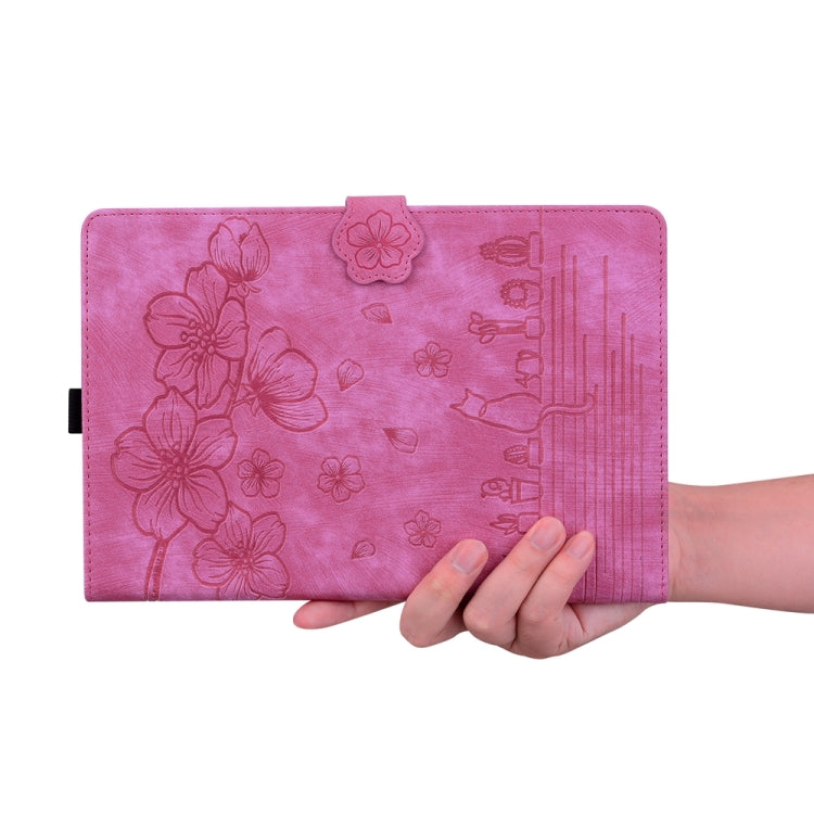 For iPad Pro 11 2025 / 2024 Cartoon Sakura Cat Embossed Smart Leather Tablet Case