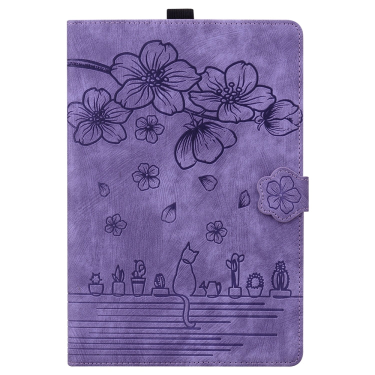 For iPad Pro 11 2025 / 2024 Cartoon Sakura Cat Embossed Smart Leather Tablet Case