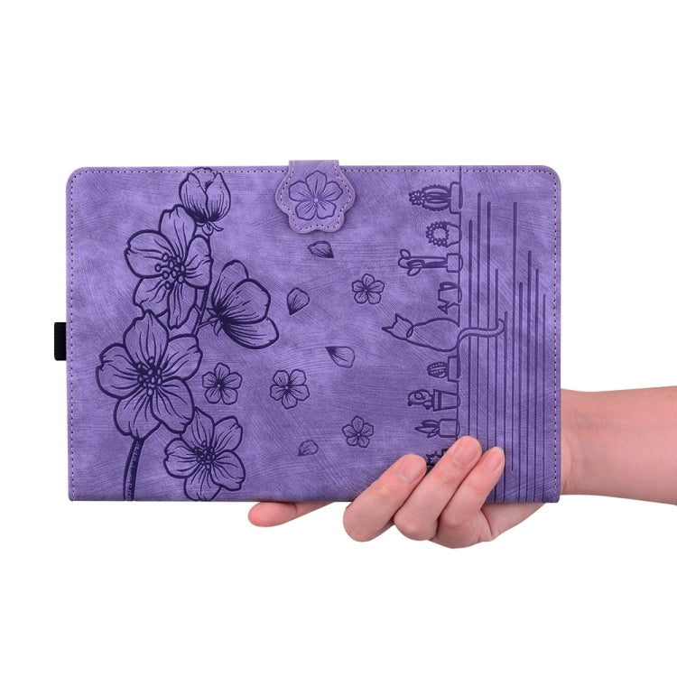 For iPad Pro 11 2025 / 2024 Cartoon Sakura Cat Embossed Smart Leather Tablet Case