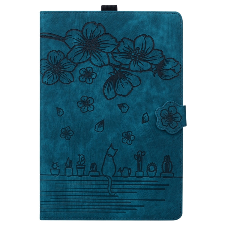For iPad Pro 11 2025 / 2024 Cartoon Sakura Cat Embossed Smart Leather Tablet Case