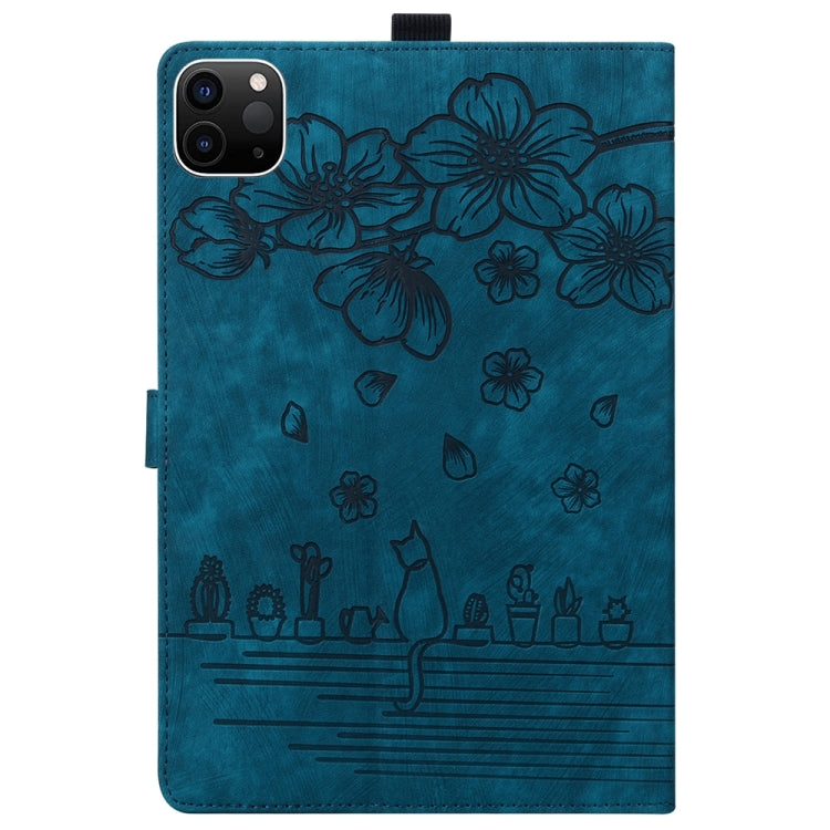 For iPad Pro 11 2025 / 2024 Cartoon Sakura Cat Embossed Smart Leather Tablet Case