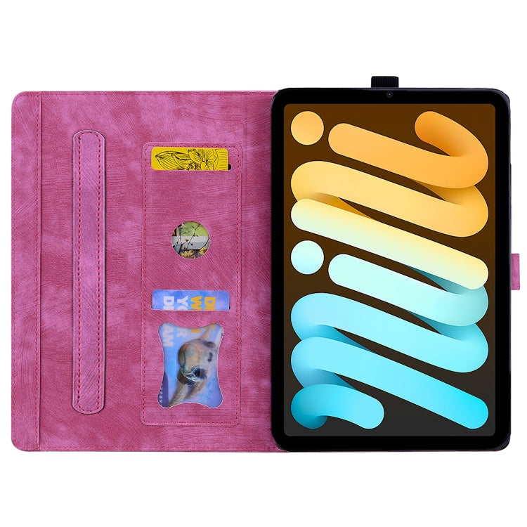 For iPad mini 6 / mini 2024 Cartoon Sakura Cat Embossed Smart Leather Tablet Case