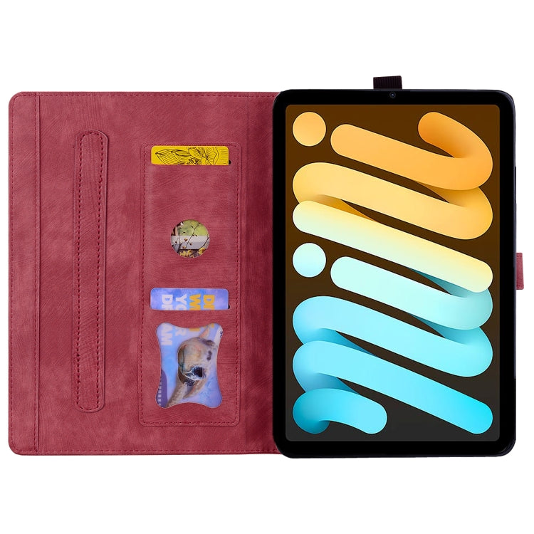 For iPad mini 6 / mini 2024 Cartoon Sakura Cat Embossed Smart Leather Tablet Case