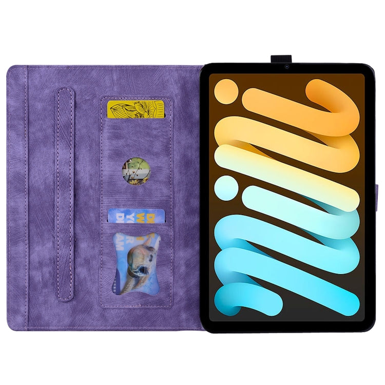 For iPad mini 6 / mini 2024 Cartoon Sakura Cat Embossed Smart Leather Tablet Case