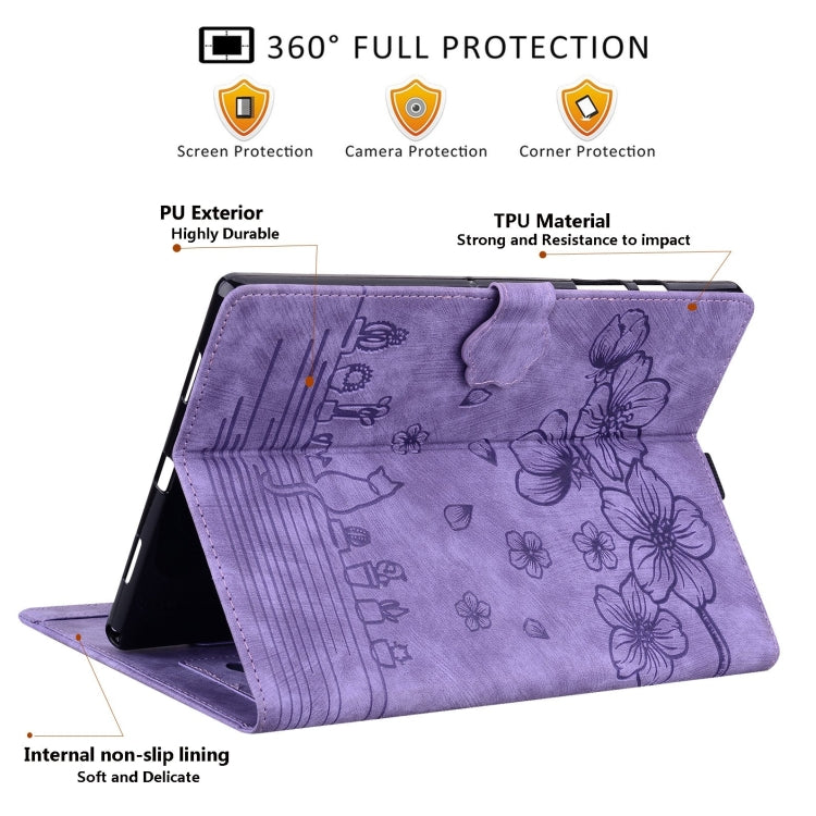 For iPad mini 6 / mini 2024 Cartoon Sakura Cat Embossed Smart Leather Tablet Case