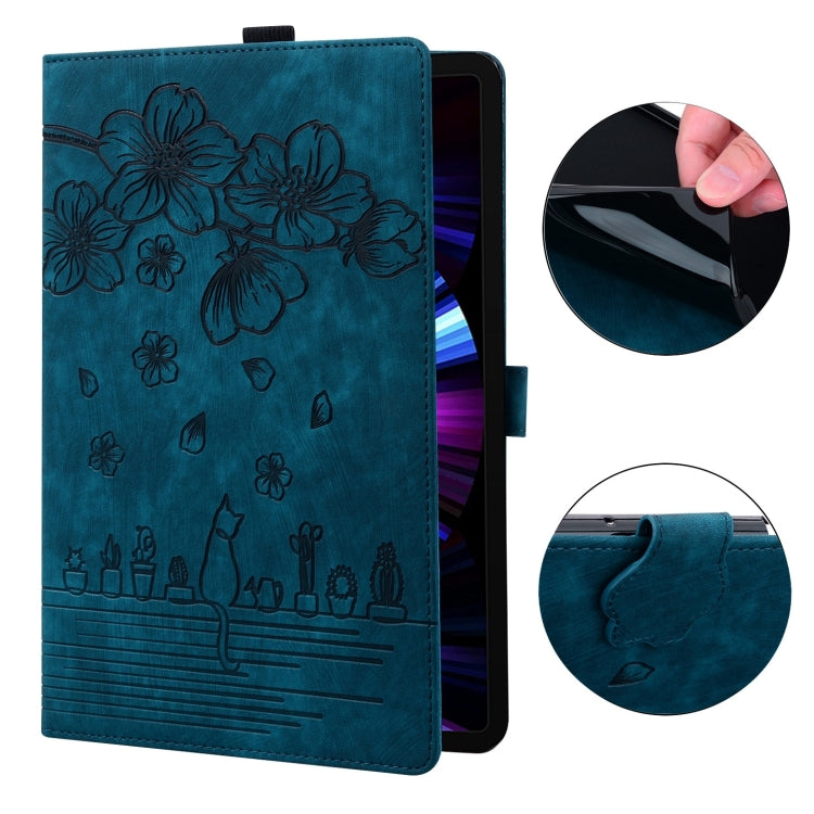 For iPad mini 6 / mini 2024 Cartoon Sakura Cat Embossed Smart Leather Tablet Case
