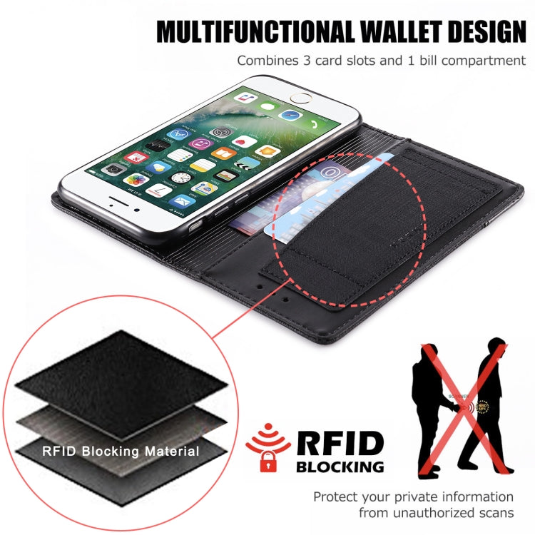 For iPhone 8 / 7 MUXMA MX109 Horizontal Flip Leather Case with Holder & Card Slot & Wallet