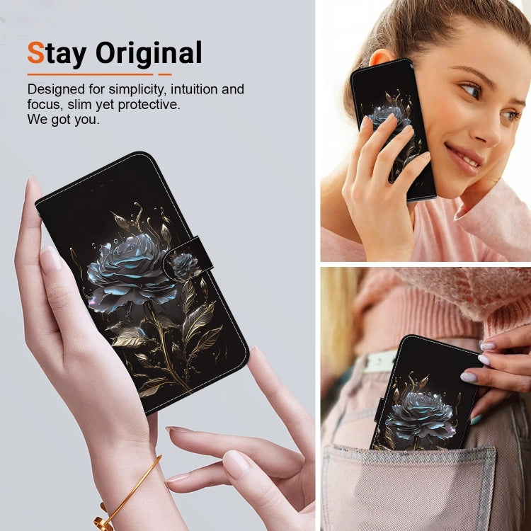 For iPhone 16 Crystal Texture Colored Drawing Leather Phone Case