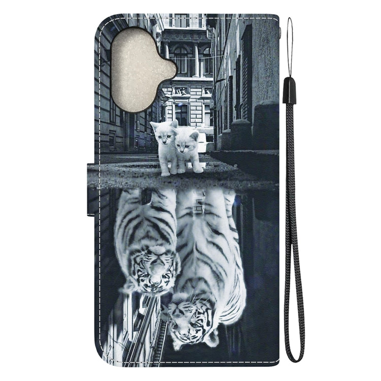 For iPhone 16 Crystal Texture Colored Drawing Leather Phone Case