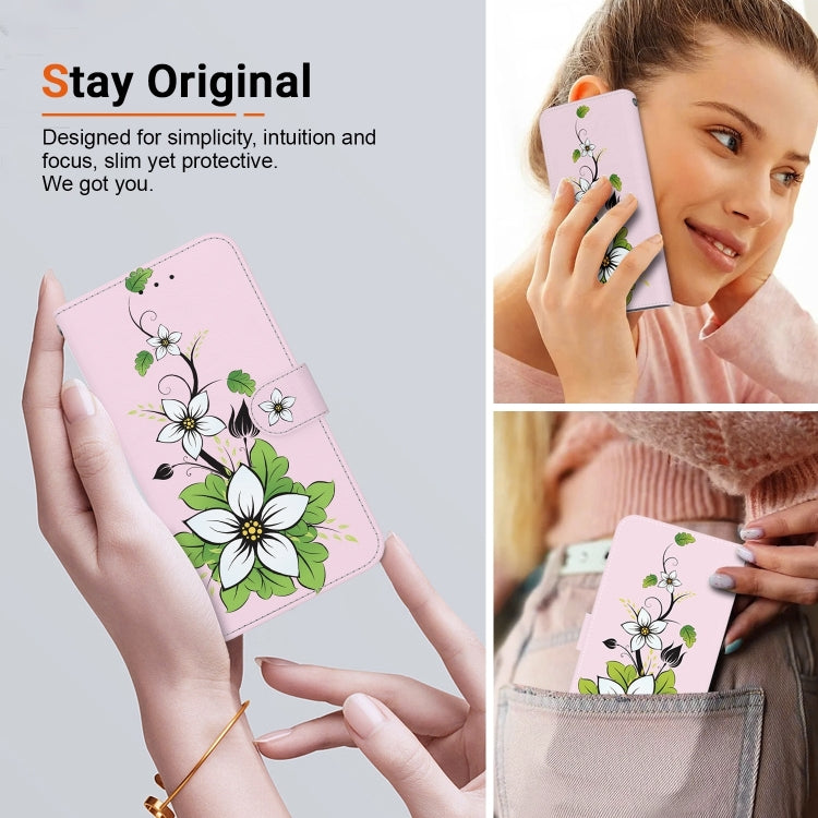 For iPhone 16 Crystal Texture Colored Drawing Leather Phone Case