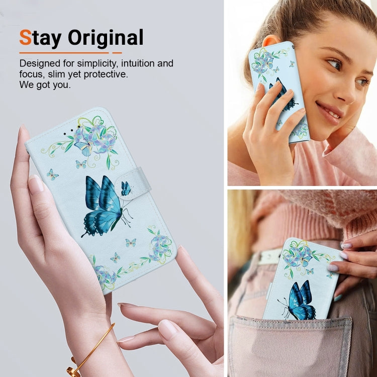 For iPhone 16 Crystal Texture Colored Drawing Leather Phone Case