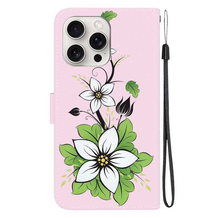 For iPhone 16 Pro Crystal Texture Colored Drawing Leather Phone Case