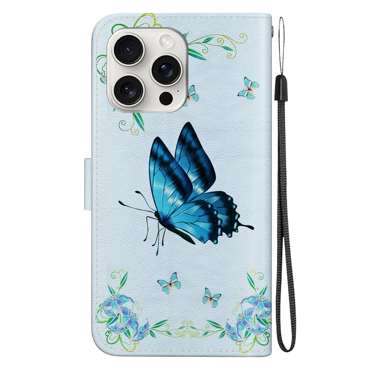 For iPhone 16 Pro Crystal Texture Colored Drawing Leather Phone Case
