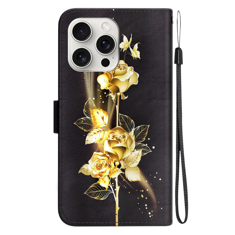 For iPhone 16 Pro Max Crystal Texture Colored Drawing Leather Phone Case