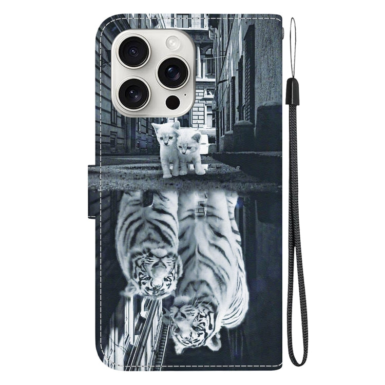 For iPhone 16 Pro Max Crystal Texture Colored Drawing Leather Phone Case