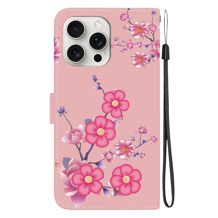 For iPhone 16 Pro Max Crystal Texture Colored Drawing Leather Phone Case