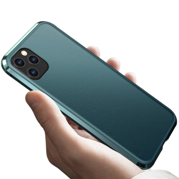 For iPhone 11 Pro Shockproof Magnetic Attraction Leather Backboard + Tempered Glass Protective Case