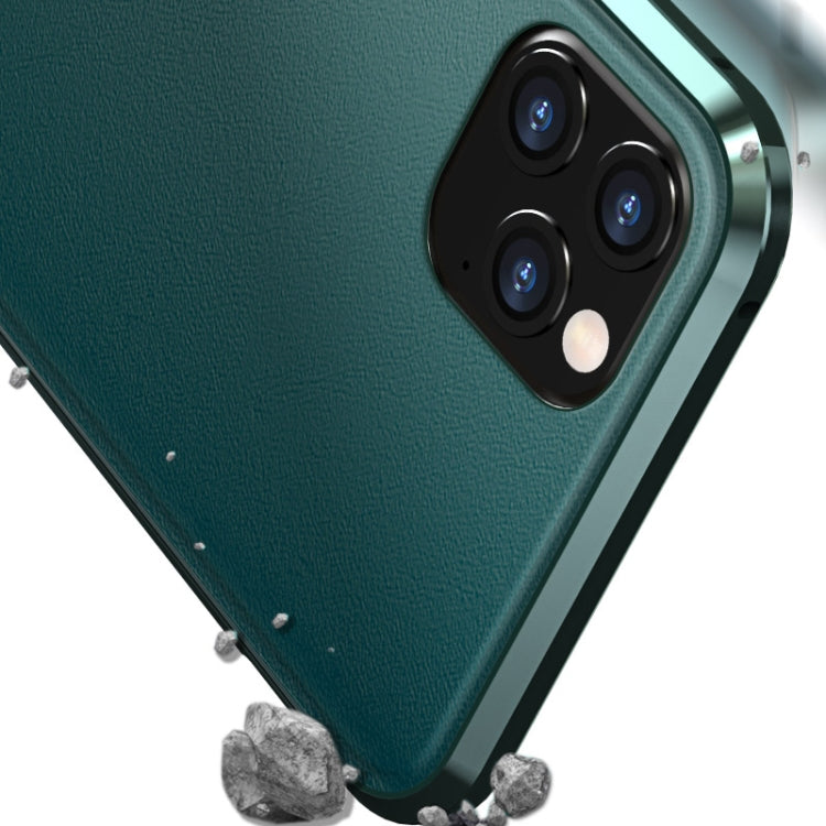 For iPhone 11 Pro Shockproof Magnetic Attraction Leather Backboard + Tempered Glass Protective Case
