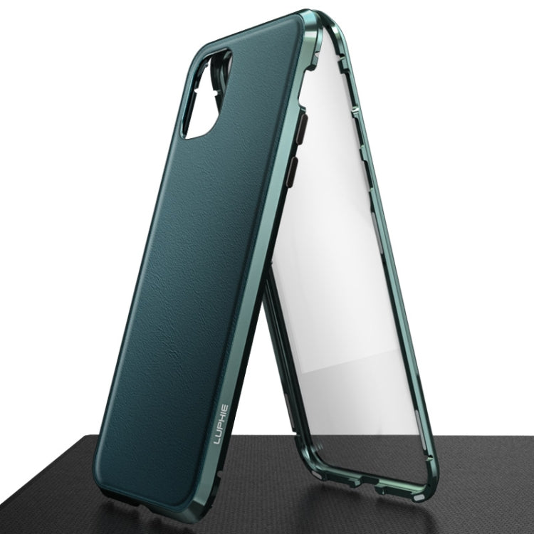 For iPhone 11 Shockproof Magnetic Attraction Leather Backboard + Tempered Glass Protective Case