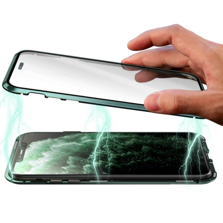 For iPhone 11 Shockproof Magnetic Attraction Leather Backboard + Tempered Glass Protective Case
