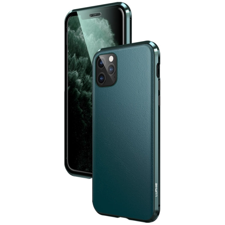 For iPhone 11 Pro Max Shockproof Magnetic Attraction Leather Backboard + Tempered Glass Protective Case
