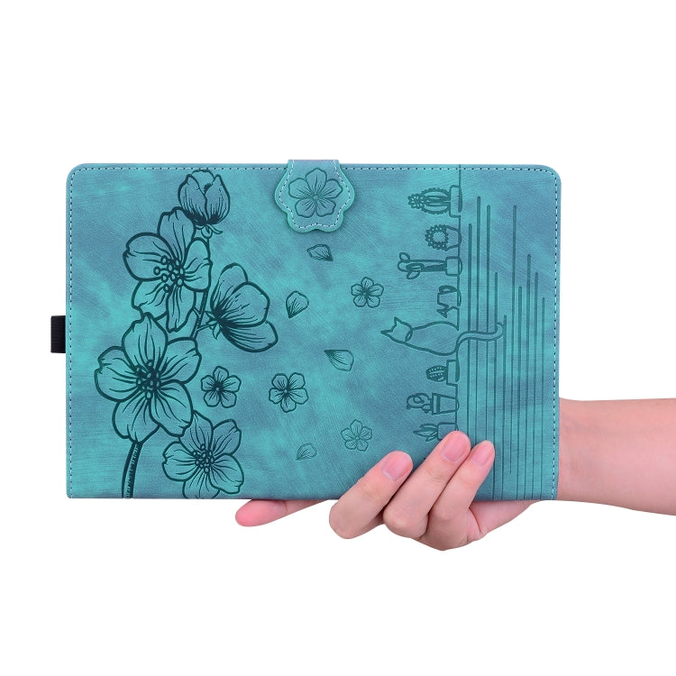 For Lenovo Tab K11 Plus / M11 Plus Cartoon Sakura Cat Embossed Leather Tablet Case