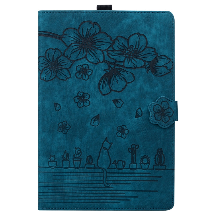 For Lenovo Tab K11 Plus / M11 Plus Cartoon Sakura Cat Embossed Leather Tablet Case