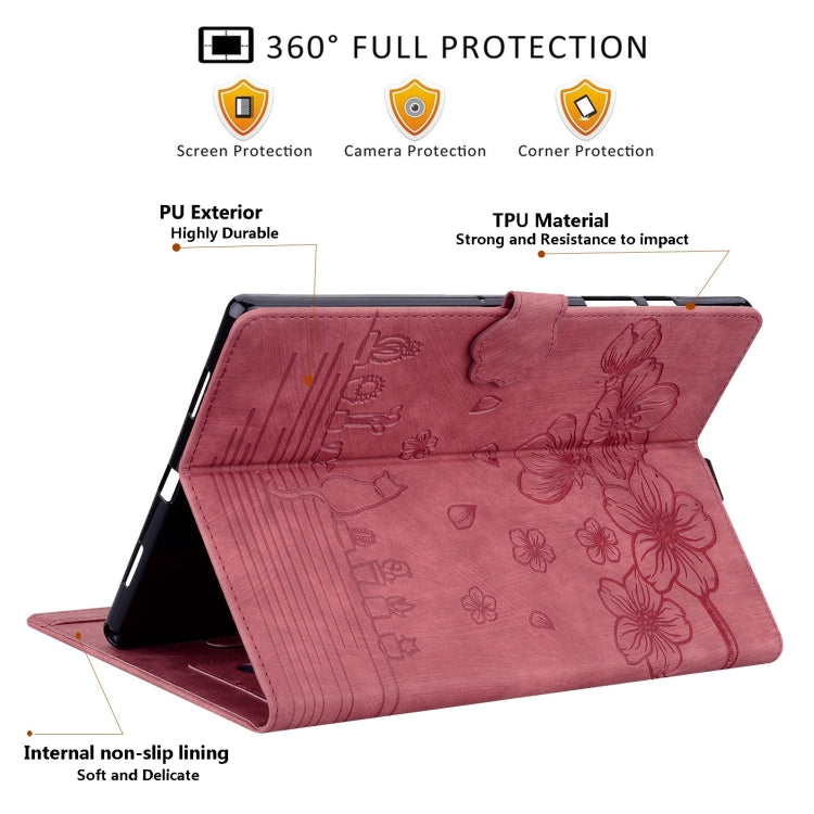 For Lenovo Xiaoxin Pad Pro 12.7 2025 Cartoon Sakura Cat Embossed Leather Tablet Case