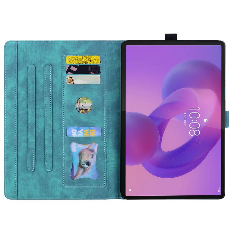 For Lenovo Tab K10C / E10C Cartoon Sakura Cat Embossed Leather Tablet Case