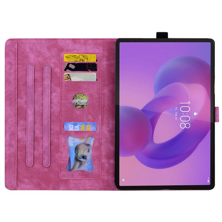 For Lenovo Tab K10C / E10C Cartoon Sakura Cat Embossed Leather Tablet Case