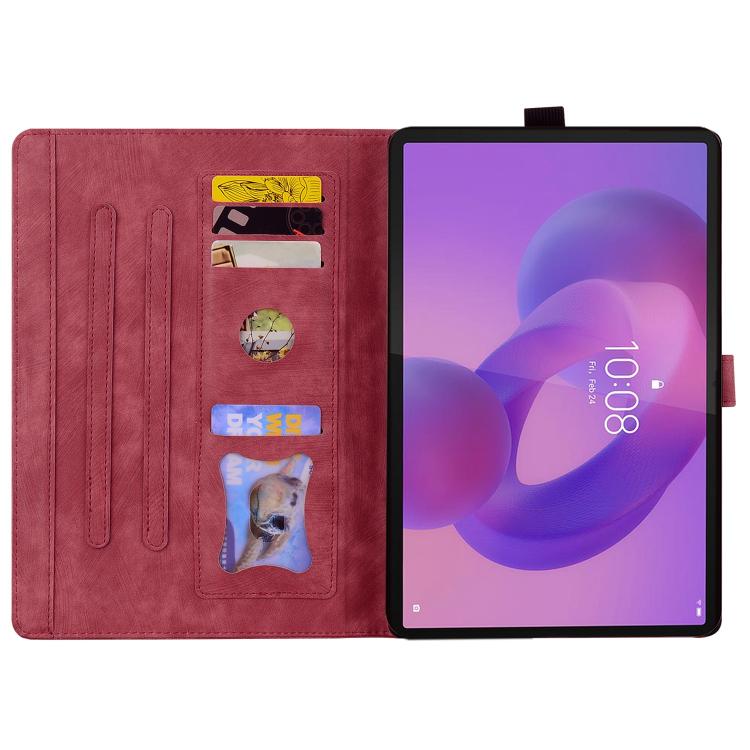 For Lenovo Tab K10C / E10C Cartoon Sakura Cat Embossed Leather Tablet Case