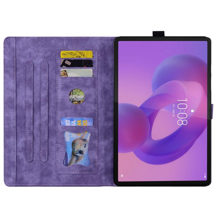 For Lenovo Tab K10C / E10C Cartoon Sakura Cat Embossed Leather Tablet Case