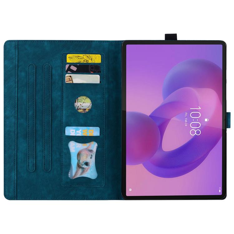 For Lenovo Tab K10C / E10C Cartoon Sakura Cat Embossed Leather Tablet Case