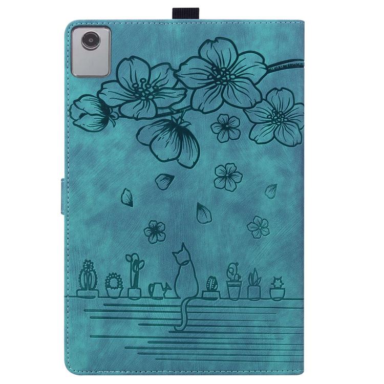 For Lenovo Xiaoxin Pad 11 2025 Cartoon Sakura Cat Embossed Leather Tablet Case