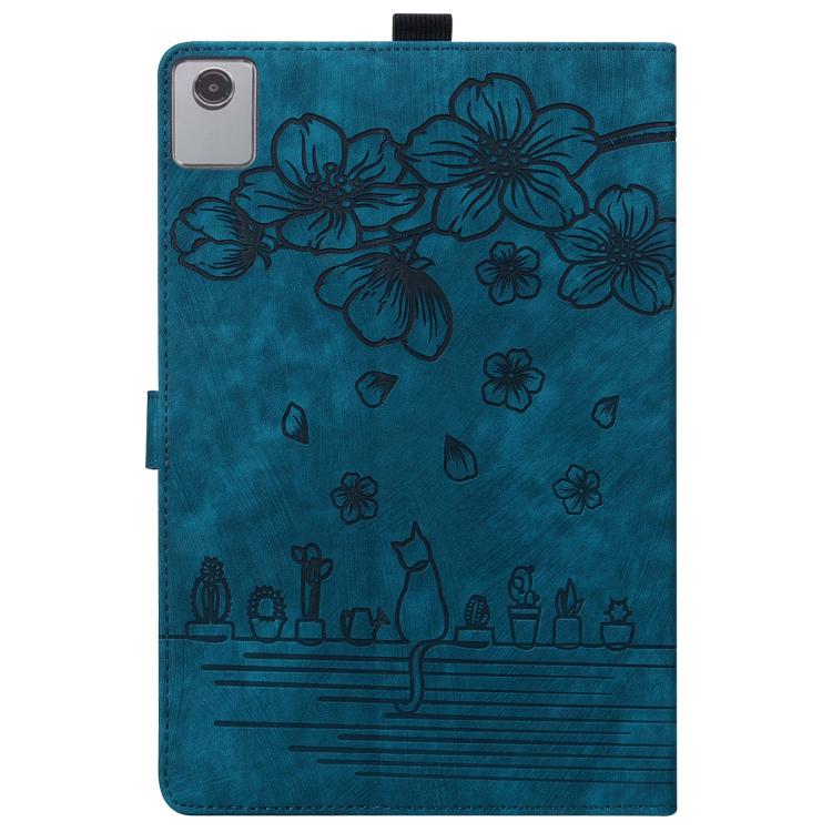 For Lenovo Xiaoxin Pad 11 2025 Cartoon Sakura Cat Embossed Leather Tablet Case