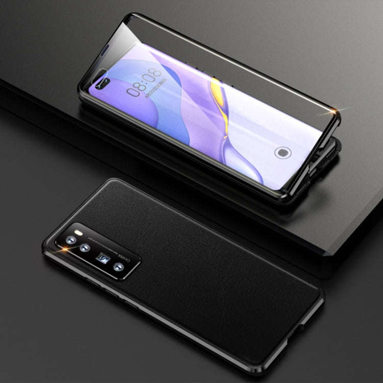 For Huawei nova 7 Pro 5G Shockproof Magnetic Attraction Leather Backboard + Tempered Glass Protective Case with Camera Lens Protector Cover